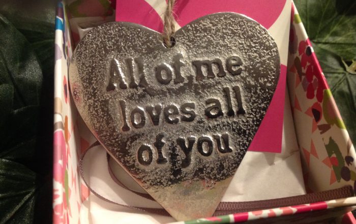 Cast iron Heart with love quote