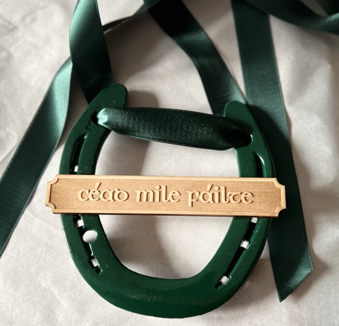 Traditional Irish Green Horse Shoe Cead Mile Failte