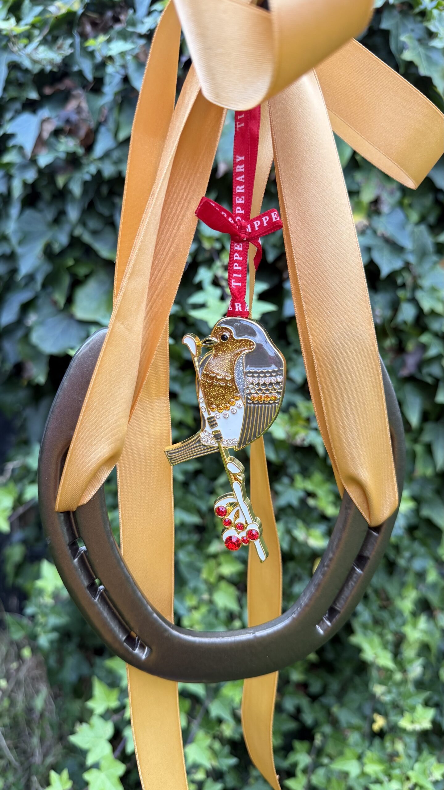 Christmas Robin on a branch and lucky horse shoe - Image 3